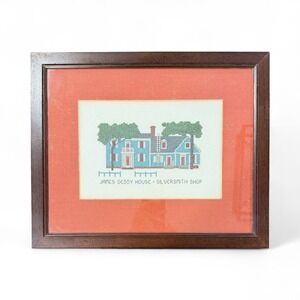 James‎ Geddy House Silversmith Shop Framed Cross Stitch Williamsburg VA 16"x13"
